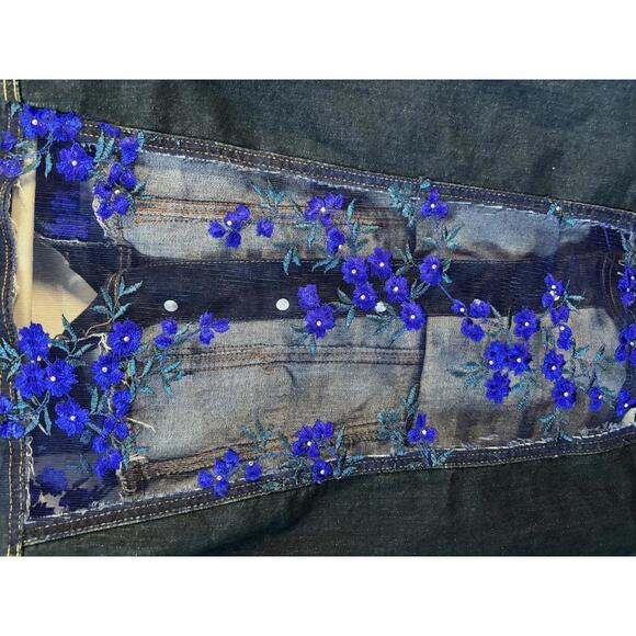 Tarra C’est Toi Lace Jean Jacket, Women’s L, Embroidered - Picture 4 of 6